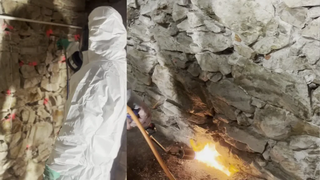 Traitement contre la mérule dans une cave à Strasbourg avec mur en pierres